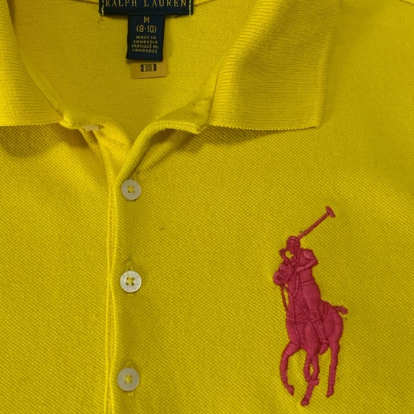 Girl’s Polo Ralph Lauren Shirt Dress Size 8-10 Med University Yellow EUC - Picture 3 of 5